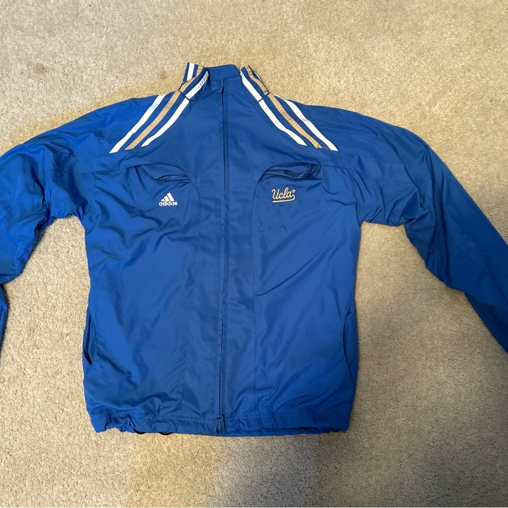 Adidas/Ucla Blue Windbreaker with White Stripes